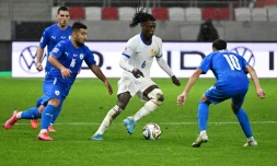 Le milieu français Eduardo Camavinga (c) contre Israël, le 10 octobre 2024 à Budapest