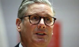 Le Premier ministre britannique Keir Starmer prononce un discours à Londres, le 8 mai 2025