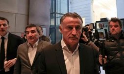 L'ancien entraîneur du PSG et de l'OGC Nice notamment, Christophe Galtier, arrive devant un tribunal de Nice, le 15 décembre 2023