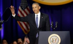 Le président Barack Obama durant son discours d'adieux à Chicago, le 10 janvier 2017