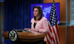 La porte-parole du département d'Etat américain Morgan Ortagus s'exprime devant la presse, le 10 juin 2019 à Washington