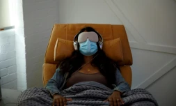 Démonstration faite à la clinique Field Trip, à Toronto le 28 août 2020 de la maniÚre dont les patients sont installés lors de l'administration de psychédéliques