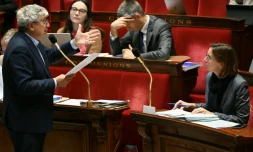 Le président de la commission des Finances Eric Coquerel (LFI) s'exprime à l'Assemblée nationale le 3 novembre 2025 à Paris
