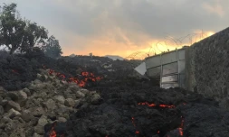Une coulée de lave à Goma, dans l'est de la République démocratique du Congo, au lendemain de l'éruption du volcan Nyiragongo, le 23 mai 2021