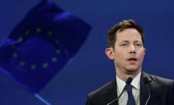 François-Xavier Bellamy lors d'un meeting à Paris le 15 mai 2019