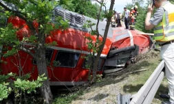 Capture vidéo de l'accident de train qui a fait quatre morts et trente blessés à Burgrain, en Allemagne, le 3 juin 2022