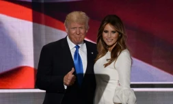 Donald Trump et sa femme Melania, sur la scÚne de la convention nationale du parti républicain, à Cleveland, le 18 juillet 2016