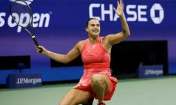 La Bélarusse Aryna Sabalenka vient de remporter la demi-finale de l'US Open contre l'Américaine Madison Keys le 7 septembre 2023 à New York