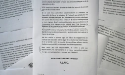 Communiqué du FLNC reçu le 25 juin 20147 à Marseille annonçant son intention de déposer les armes et de sortir "progressivement de la clandestinité"