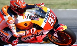 L'Espagnol Marc Marquez (Honda) lors des qualif pour le GP de Saint-Marin, catégorie MotoGP, sur le circuit de Misano, le 9 septembre 2017