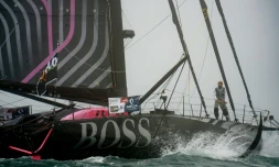 Le Britannique Alex Thomson (Hugo Boss), le 8 novembre 2020 aux Sables-d'Olonne avant le départ du Vendée Globe