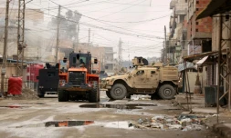 Des soldats américains et des membres des SDF, à Hassaké (Syrie) le 29 janvier 2022