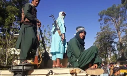 Des combattants talibans à Hérat, le 13 août 2021 en Afghanistan