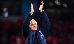 Le sélectionneur des Bleus, Didier Deschamps, à la fin du match de qualification à l'Euro 2020 face à l'Albanie, à Tirana, le 17 novembre 2019