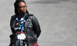 Sibeth Ndiaye, proche collaboratrice d'Emmanuel Macron jusqu'ici chargée de la presse, le 14 mai 2017 à Paris