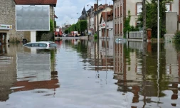 Une rue inondée de Montargis le 1er juin 2016
