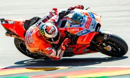 Jorge Lorenzo sur sa Ducati, lors du GP d'Allemagne sur le circuit de Sachsenring  le 14 juillet 2018 à Hohenstein-Ernstthal