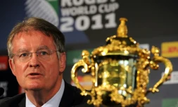 Bernard Lapasset, alors président de la Fédération internationale de rugby, le 7 septembre 2011 à Auckland 