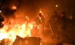 Heurts entre manifestants et forces de police après la condamnation des dirigeants indépendantistes, le 15 octobre 2019 à Barcelone