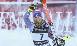 La Française Tessa Worley, 2e du géant de Courchevel, le 19 décembre 2017