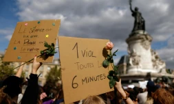 Manifestation de soutien aux victimes de viol, dont Gisèle Pelicot, place de la République à Paris, le 14 septembre 2024