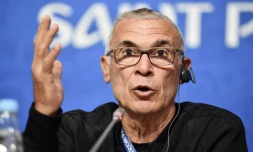 Le sélectionneur de l'Egypte Hector Cuper en conférence de presse, le 18 juine 2018 à Saint-Pétersbourg