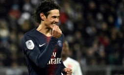 L'attaquant du Paris SG Edinson Cavani buteur lors de la victoire 3-0 à Amiens le 12 janvier 2019 en 20e journée de Ligue 1 