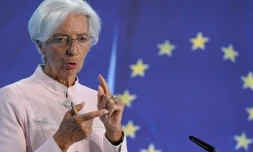 La prĂ©sidente de la BCE Christine Lagarde jeudi 14 septembre Ă Francfort lors d'une confĂ©rence de presse, aprĂšs le noueau relĂšvement des taux d'intĂ©rĂȘt de l'institution monĂ©taire