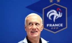 Didier Deschamps lors d'une conférence de presse à Marseille le 25 mars 2024