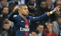 L'attaquant du PSG Kylian Mbappé, buteur dès son entrée en jeu face à l'OM, le 28 octobre 2018 au Vélodrome
