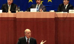 Valery Giscard d'Estaing à l'ouverture de la Convention sur l'avenir de l'Europe, le 28 février 2002 à Bruxelles