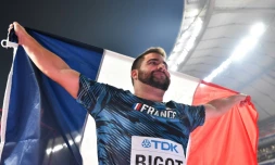 Le Français Quentin Bigot médaille d'argent du marteau lors des Mondiaux d'athlétisme, le 2 octobre 2019 à Doha