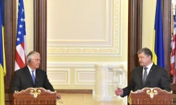 Le secrétaire d'Etat américain Rex Tillerson et le président ukrainien Petro Porochenko à Kiev, le 9 juillet 2017