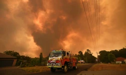 Des pompiers luttent contre les feux de forêts à Bargo, au sud-ouest de Sydney, le 21 décembre 2019 en Australie