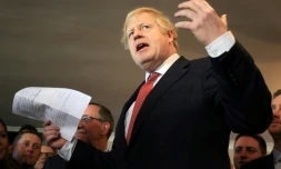 Le Premier ministre britannique Boris Johnson en déplacement le 14 décembre 2019 à Sedgefield, ancien bastion travailliste conquis par les conservateurs aux dernières législatives