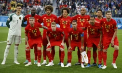 L'équipe de Belgique avant la demi-finale face à la France, à Saint-Pétersbourg, le 10 juillet 2018