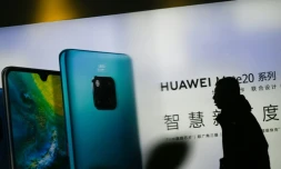Le logo de Huawei, le 29 janvier 2019 à Pékin