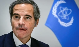 Le chef de l'Agence internationale de l'énergie atomique (AIEA), Rafael Grossi, lors d'un entretien avec l'AFP à Bakou, le 12 novembre 2024