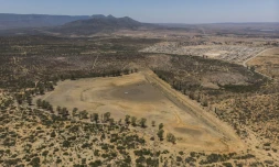 Vue aérienne du barrage d'Adelaïde à sec, le 26 novembre 2019 en Afrique du Sud