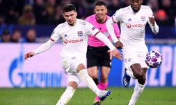 Le milieu de terrain lyonnais Houssem Aouar, lors du 8e aller contre la Juventus en Ligue des champions, le 26 février 2020 à Décines-Charpieu