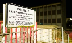 L'entrée du collège Pierre-Hyacinthe Cazeaux, dont une quinzaine d'élèves ont été intoxiqués au cours d'une activité sportive, le 3 octobre 2019 à Morez, dans le Jura