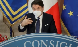 Le chef du gouvernement italien Giuseppe Conte, lors de sa conférence de presse de fin d'année, le 30 décembre 2020 à Rome