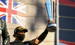 Le Britannique Lewis Hamilton (Mercedes) vainqueur du GP de Toscane, à Scarperia e San Piero, le 13 septembre 2020