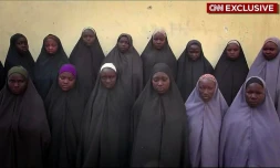 Des lycéennes enlevées par le groupe jihadiste Boko Haram à Chibok, sur une image extraite d'une vidéo de CNN