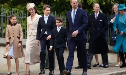 (GĂ D): les princesses Charlotte et Catherine, les princes George, Louis, William, Edward et la princesse Anne se rendent Ă la chapelle Saint-Georges de Windsor pour la messe de PĂąques, le 5 avril 2026