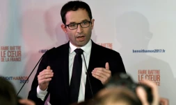 Benoît Hamon à son QG de campagne le 22 janvier 2017 à Paris