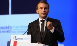 Emmanuel Macron au Congrès des maires de France, à la porte de Versailles à Paris le 23 novembre 2017