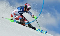 Le Suisse Luca Aerni lors du slalom du combiné des Mondiaux de St Moritz, le 13 février 2017