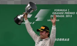 Le pilote Mercedes-AMG Nico Rosberg, vainqueur du GP du Brésil sur le circuit d'Interlagos, le 15 novembre 2015 à Sao Paulo