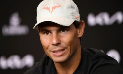 Le N.2 mondial Rafael Nadal, en conférence de presse, le 7 février 2021 à Melbourne